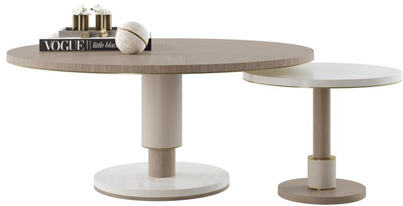 FRATO Низкий круглый журнальный столик из дерева и камня sun-id-1349455 - Вид №1