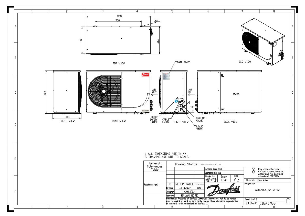 Danfoss OP-MSXM — компрессорно-конденсаторные агрегаты OP-MSXM046MLW05E Агрегат компр.-конд. 114X7064  - Вид №6