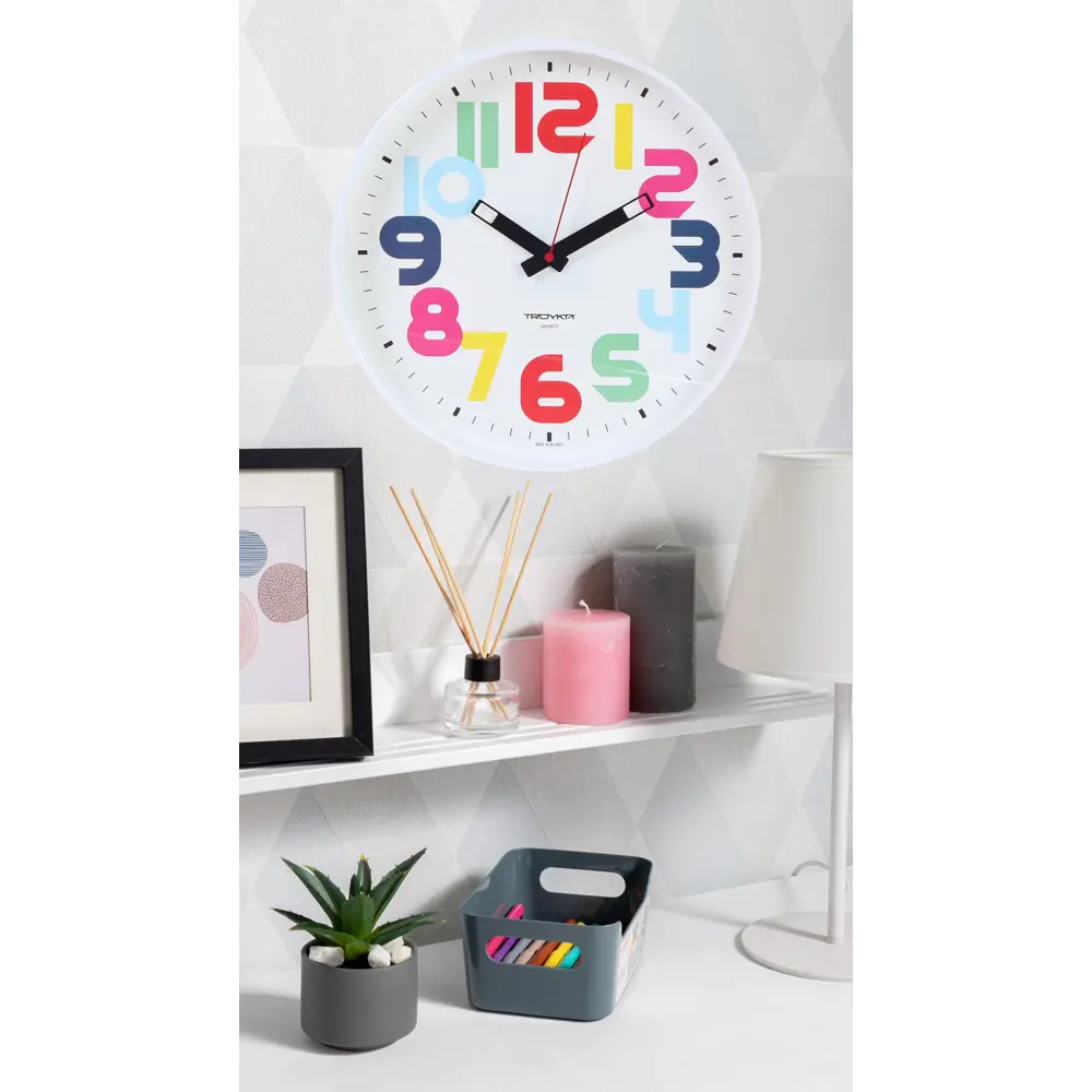 Часы настенные "Цифры" разноцветные диаметр 30 см TROYKATIME ДИЗАЙНЕРСКИЙ STLM-2132502 - Вид №9