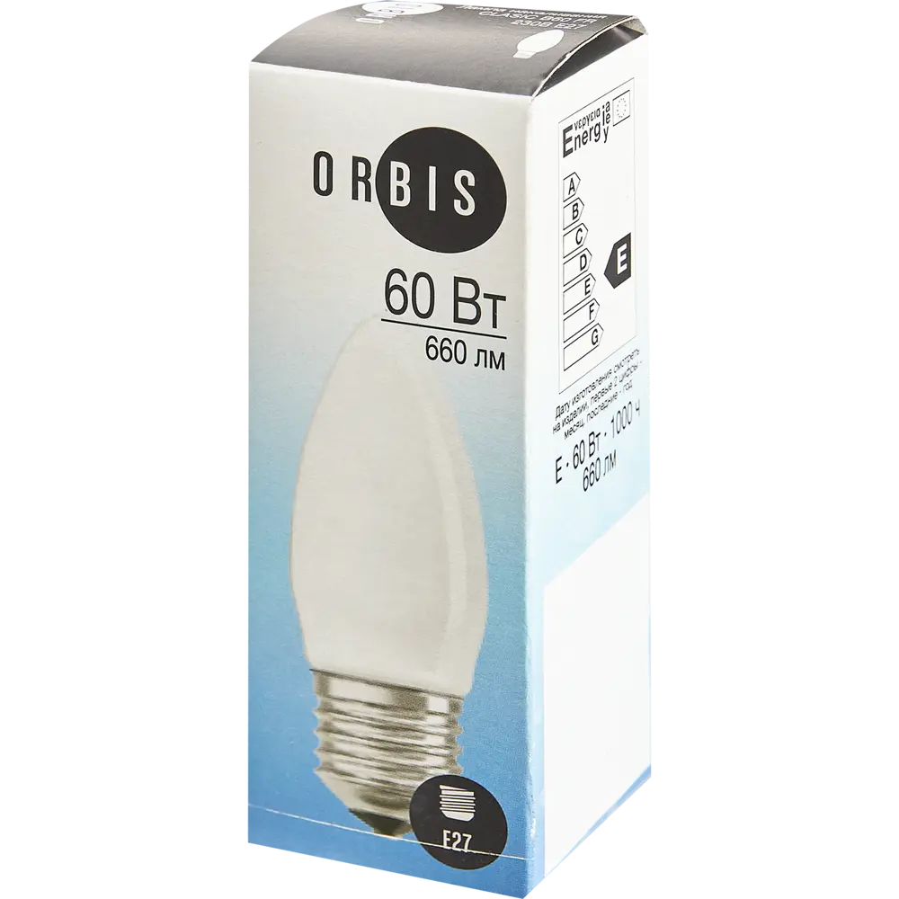 Лампа накаливания Orbis E27 230 В 60 Вт свеча матовая 500 лм 82608197 STLM-2140598 OSRAM  - Вид №3