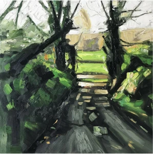 Картина на холсте 100х100 см "Зеленый сад" EVENHOME КАРТИНЫ МАСЛОМ 130043 Зеленый;серый;черный;разноцветный