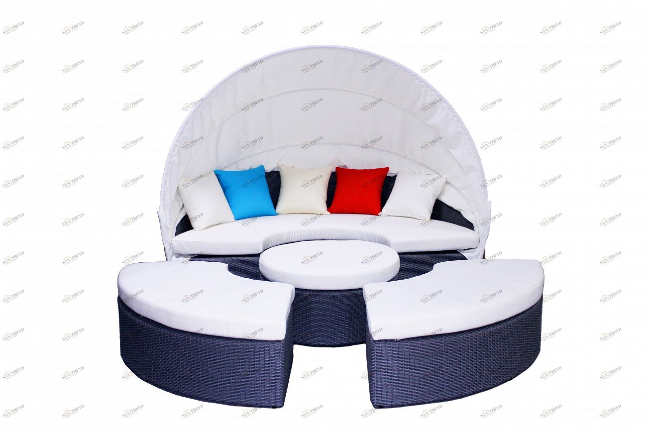 Лаунж зона круглая с тентом Look around MARYARD ПЛЕТЕНАЯ 014239 Белый;серый 