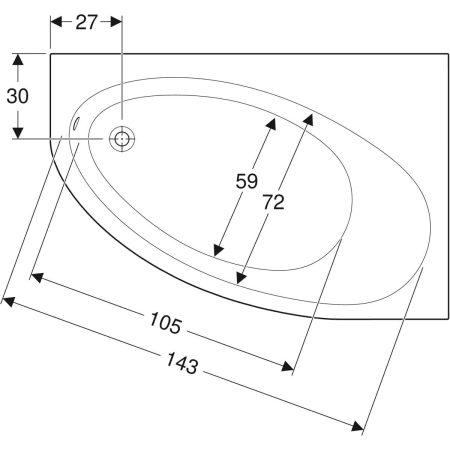 657350000 Асимметричная ванна Geberit Renova Geberit  - Вид №8