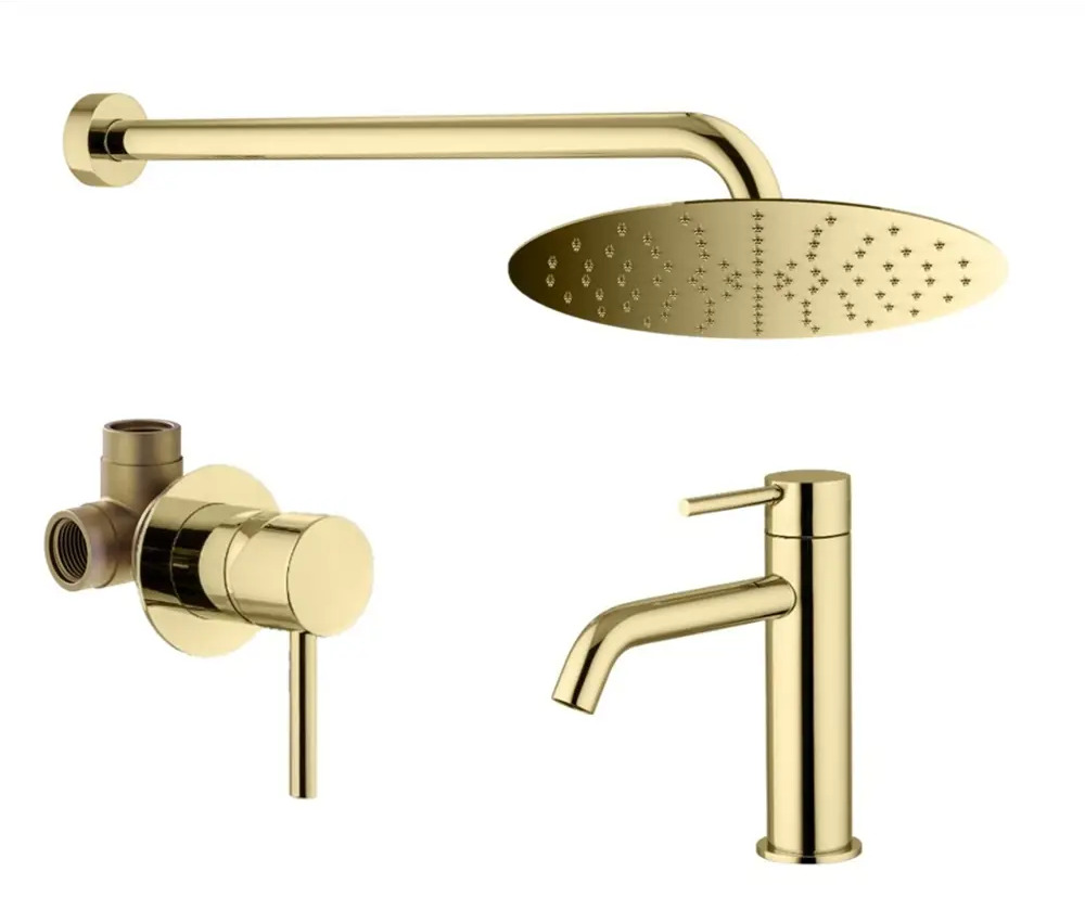 91719897 Комплект смесителей для душа Plumberia Selection KITXO01OR53, золото 24К STLM-0986687