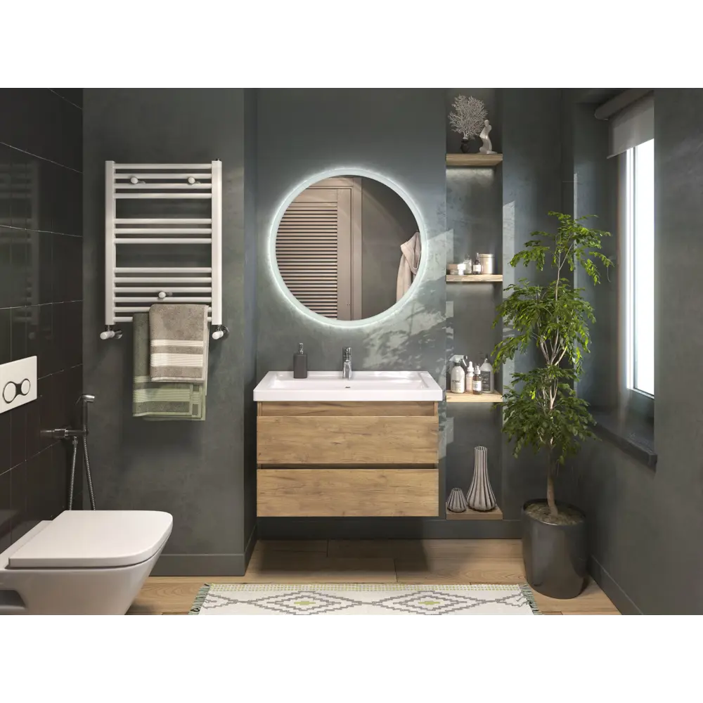 Зеркало для ванной Vigo Matteo Comfort 80 см круглое с подсветкой датчиком и обогревом 89359108 STLM-2038150 - Вид №1