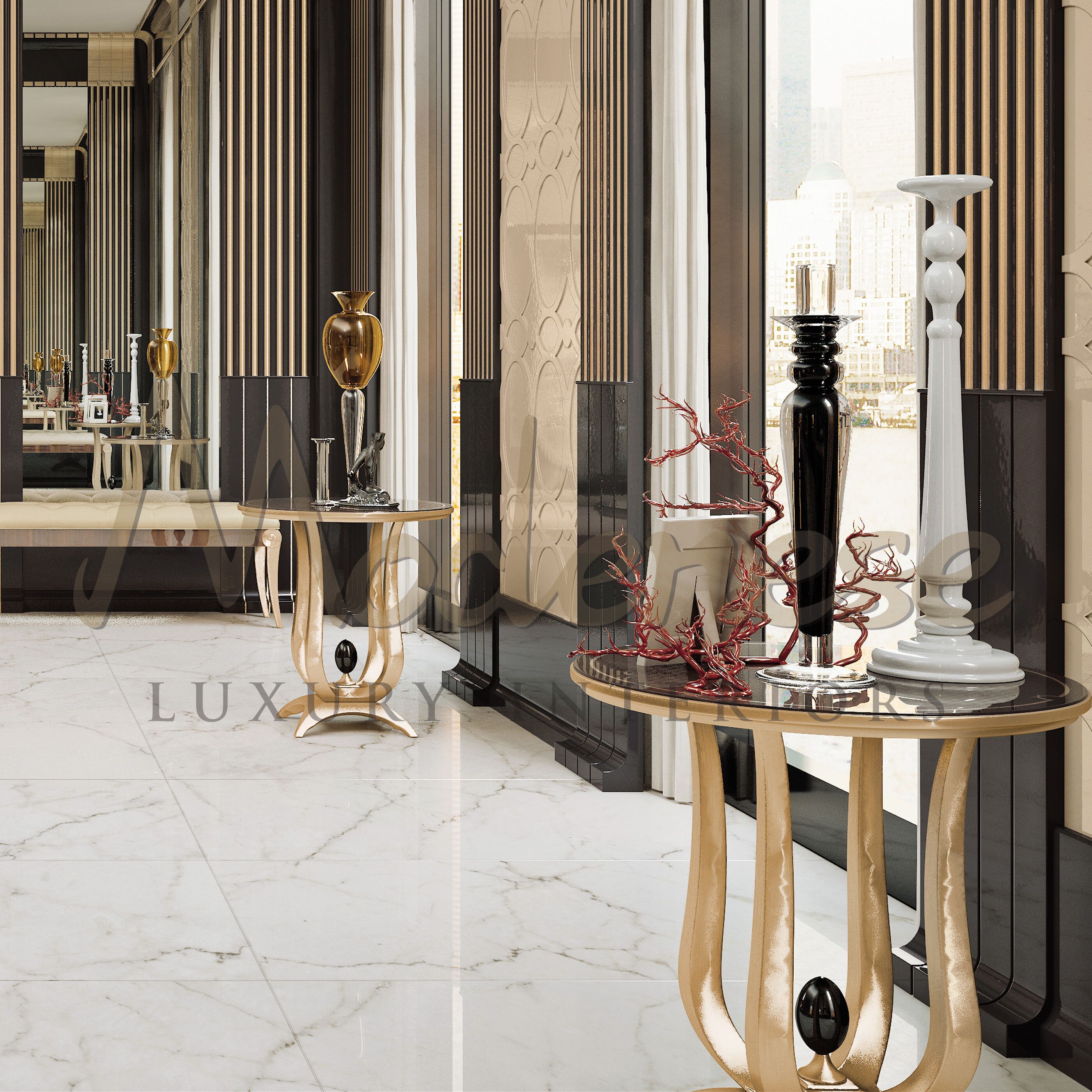 Высокий деревянный журнальный столик Modenese Luxury Interiors RADIANT BLOOM ARCH-00043783 - Вид №2