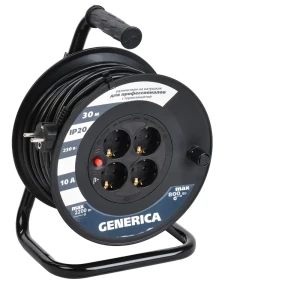 90710481 Удлинитель без заземления на катушке Generica WKP10-10-04-30-G 4 розетки 30 м STLM-1344878