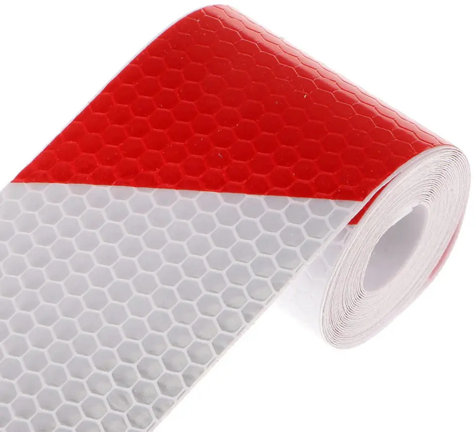 91749923 Лента сигнальная Safetystep Reflective Tape Honeycomb 50мм х 45.7м красно-белый STLM-1010022