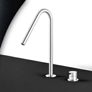 Смеситель для раковины сталь глянцевая с черной ручкой Toki Radomonte TKI31LCIL22