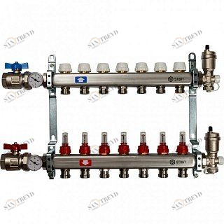 Коллектор нерж в сборе 7 выходов с расходомерами STOUT SMS0907000007