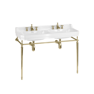 Burlington Edwardian Двойная раковина Edwardian 1200 мм с золотой умывальником с 1 отверстием под смеситель B21 1TH-T51 GOLD