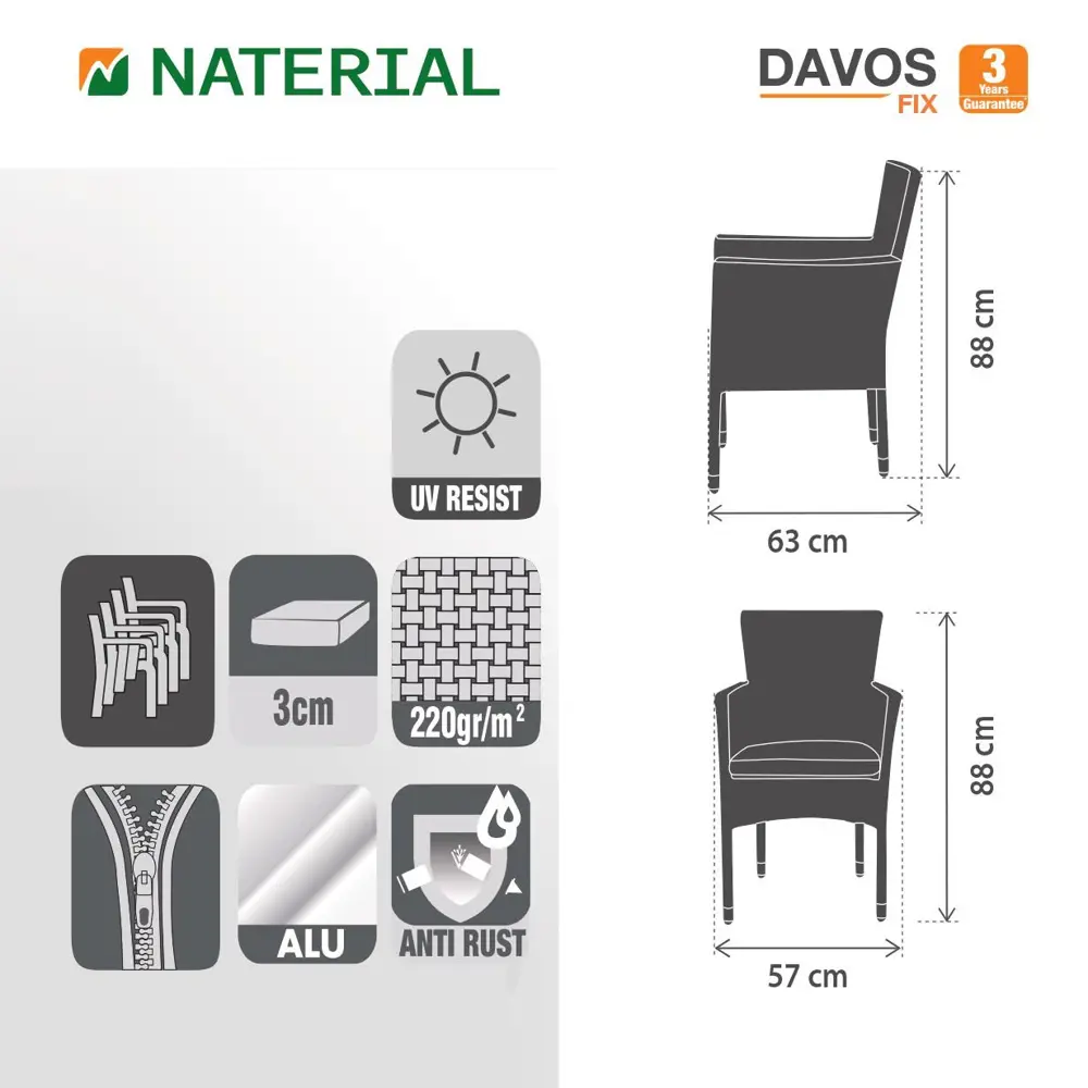 Кресло садовое NATERIAL Davos с подушкой, серый ротанг 82509566 STLM-0028916 - Вид №15