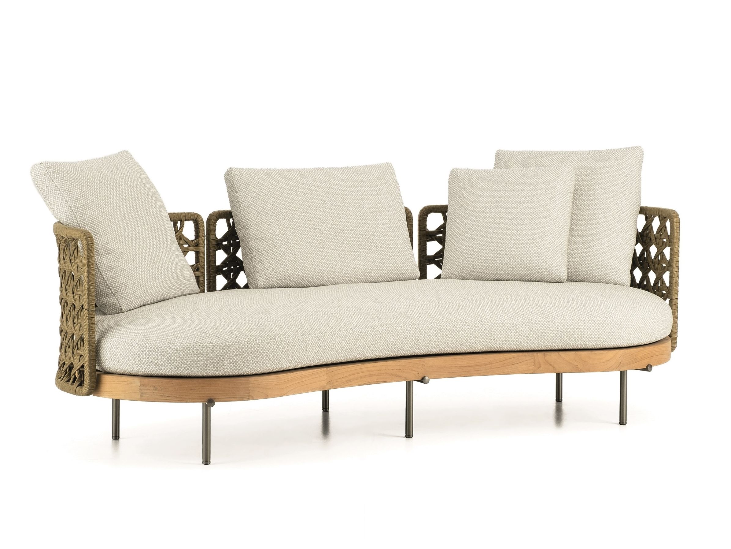 Изогнутый открытый диван со спинкой из плетеной веревки Minotti Torii Nest Outdoor ARCH-00107311