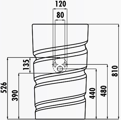 CL084-00CB00L-0000 Раковина моноблок без ответстия для смесителя CL084.00100 Creavit  - Вид №3