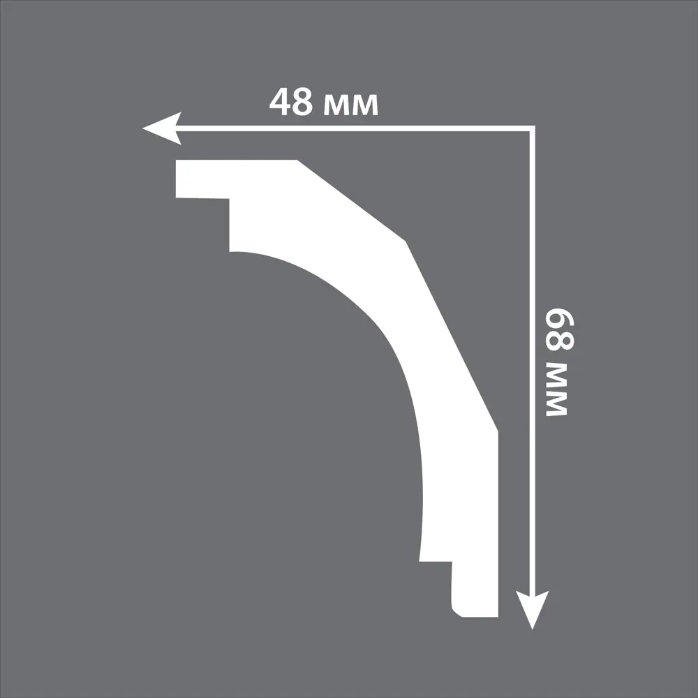 Плинтус потолочный полиуретан ударопрочный Decomaster DP16 белый 55х68х2000 мм STLM-2038557 - Вид №7