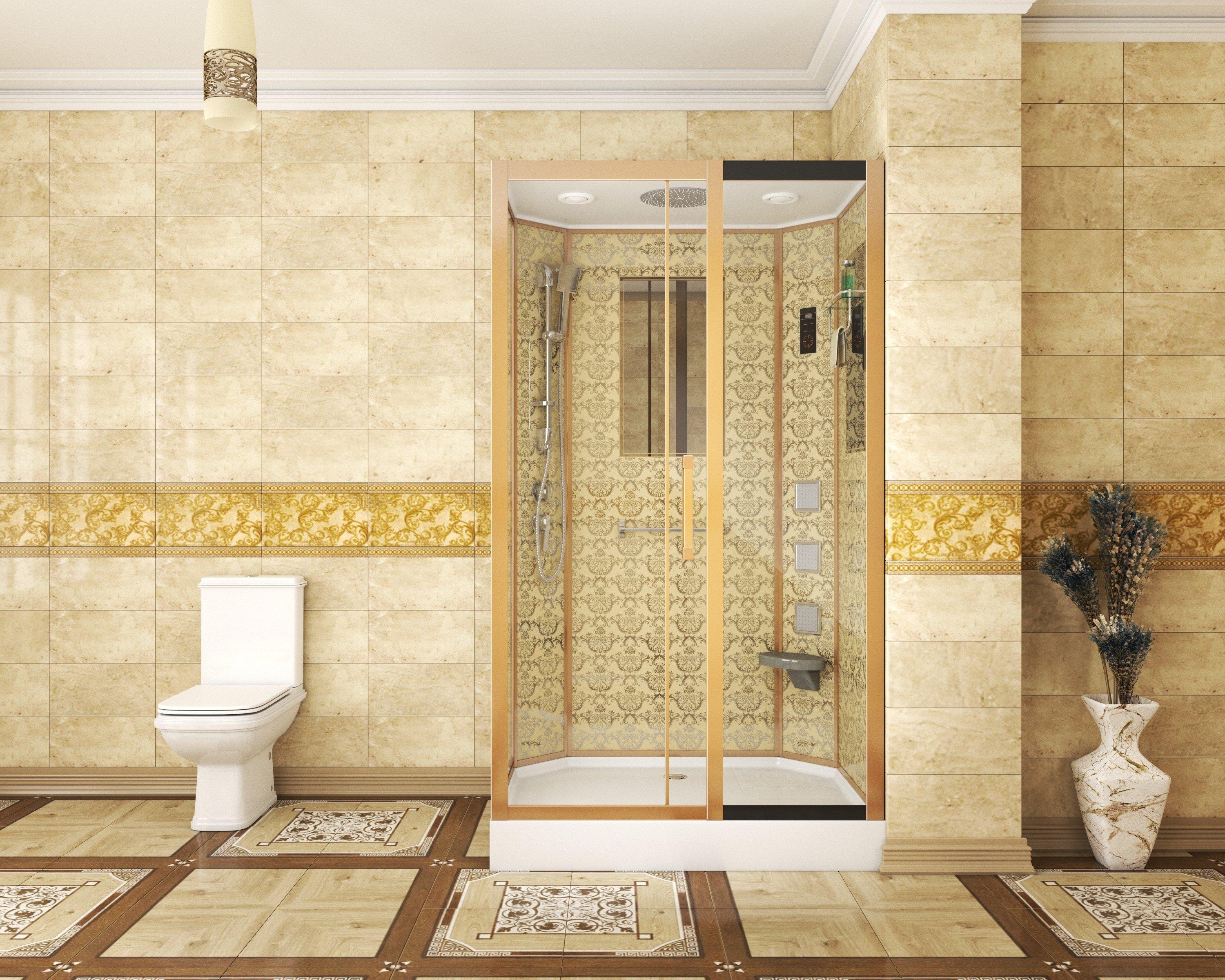 Душевая кабина NG-7711GR (900x1200х2150) низкий поддон стенки ЗОЛОТО Niagara Luxe - Вид №1