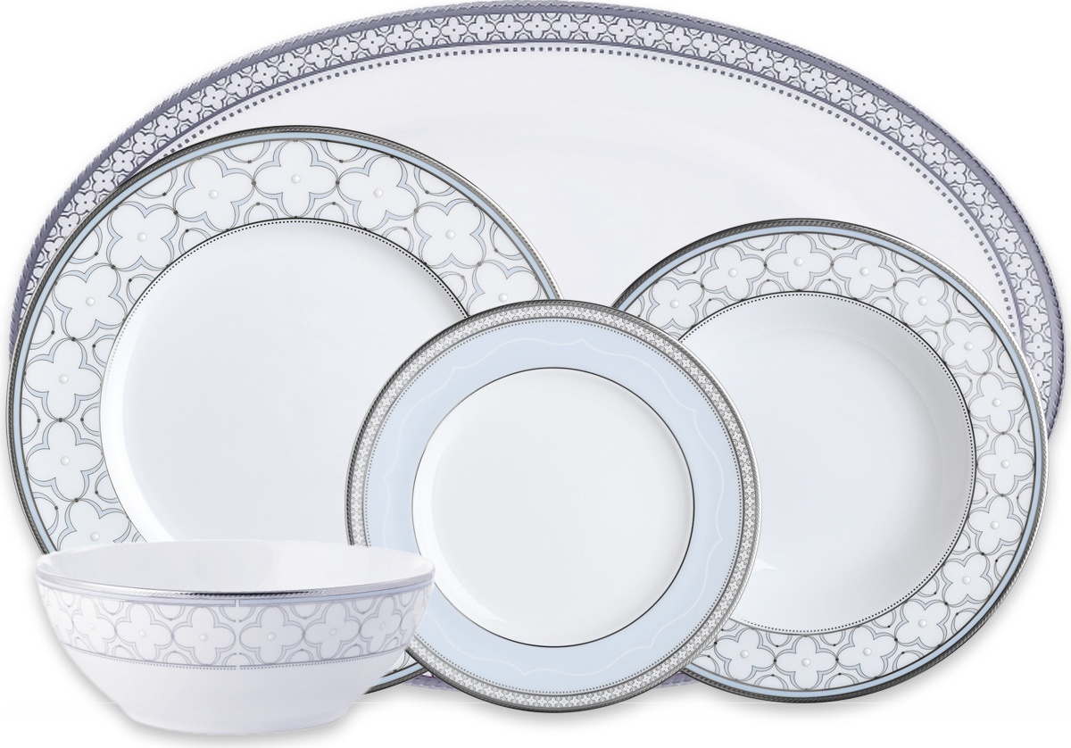 10651596 Noritake Сервиз столовый Noritake "Трефолио,платиновый кант" 6/20 Фарфор костяной 