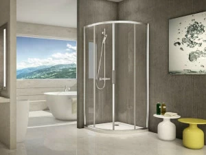 Duka Изогнутая угловая душевая кабина из алюминия и стекла Quadra – con profili verticali e orizzontali