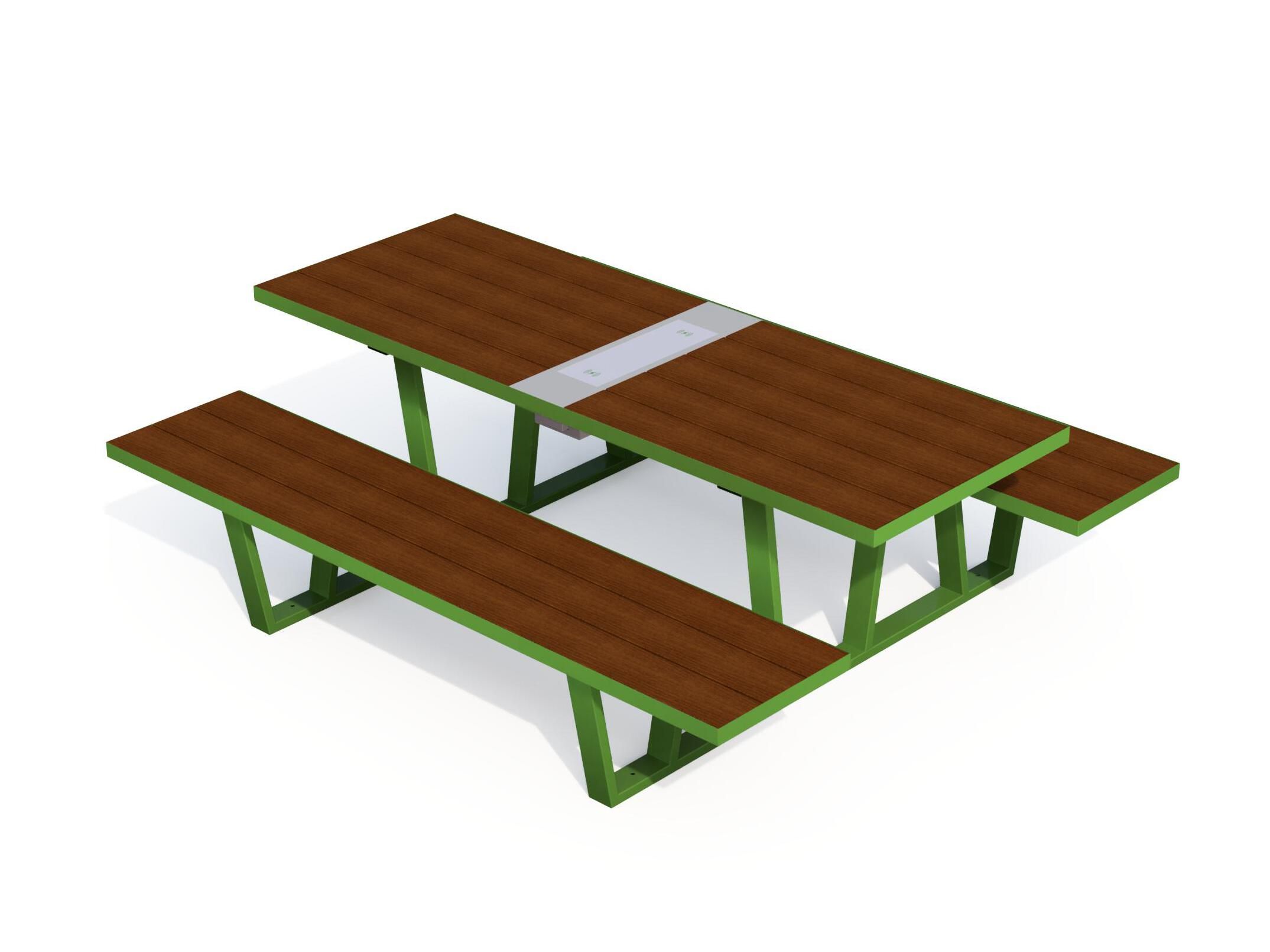Прямоугольный стол для пикника WPC со встроенными скамейками Studio Città VOLT SMART ARCH-00007003