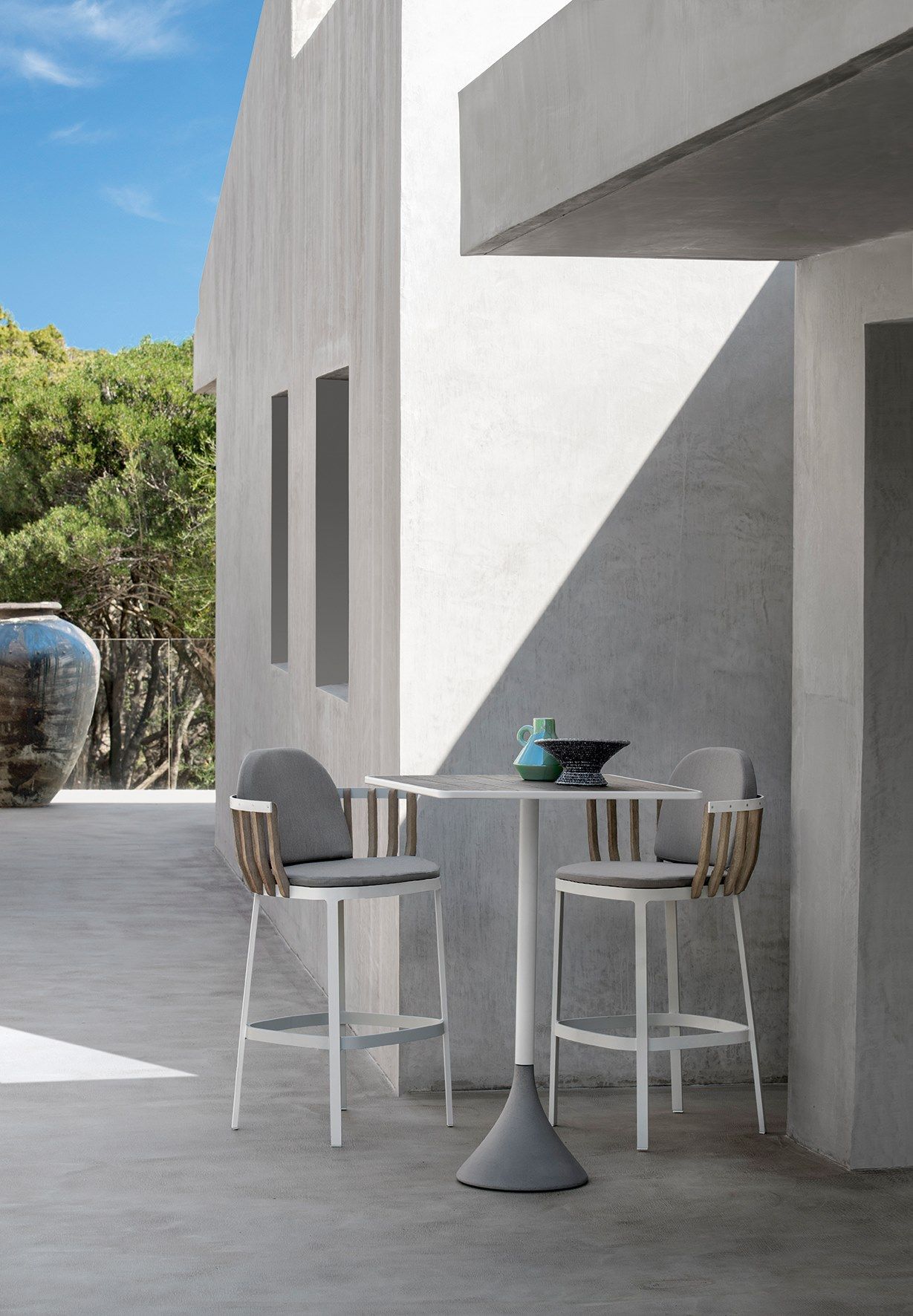 Высокий квадратный садовый стол Ethimo бетон ARCH-00093231 - Вид №1
