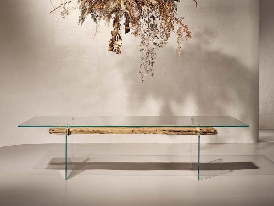 Прямоугольный обеденный стол из дерева и стекла Naturedesign Origin ARCH-00074877 - Вид №1