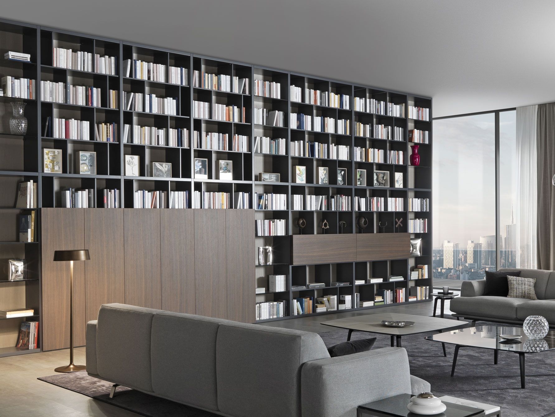 Деревянный книжный шкаф с креплением пол-потолок MisuraEmme CROSSING ARCH-00053413