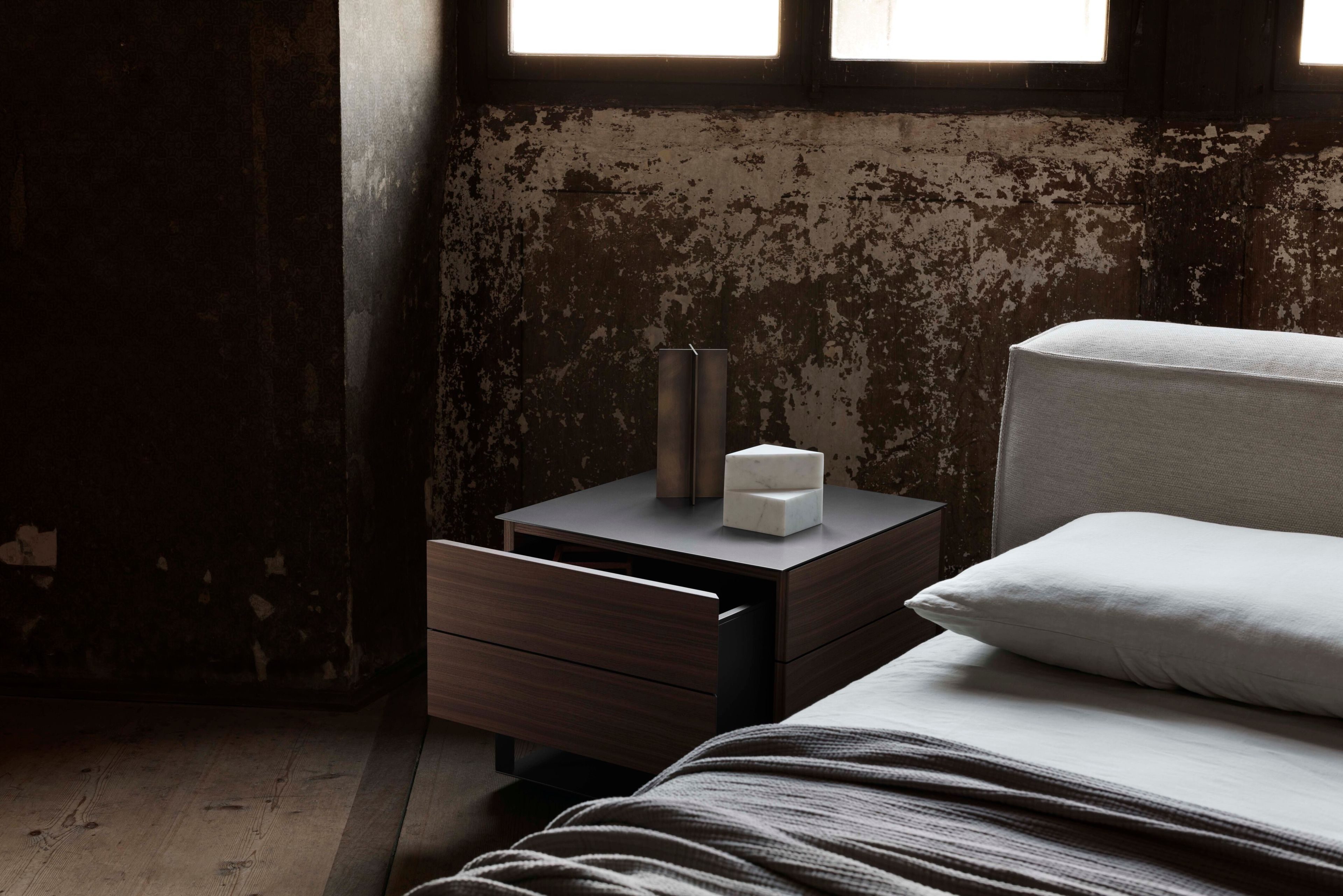 Стальная и деревянная квадратная прикроватная тумбочка с ящиками Living Divani Halfsquare ARCH-00012369 - Вид №3