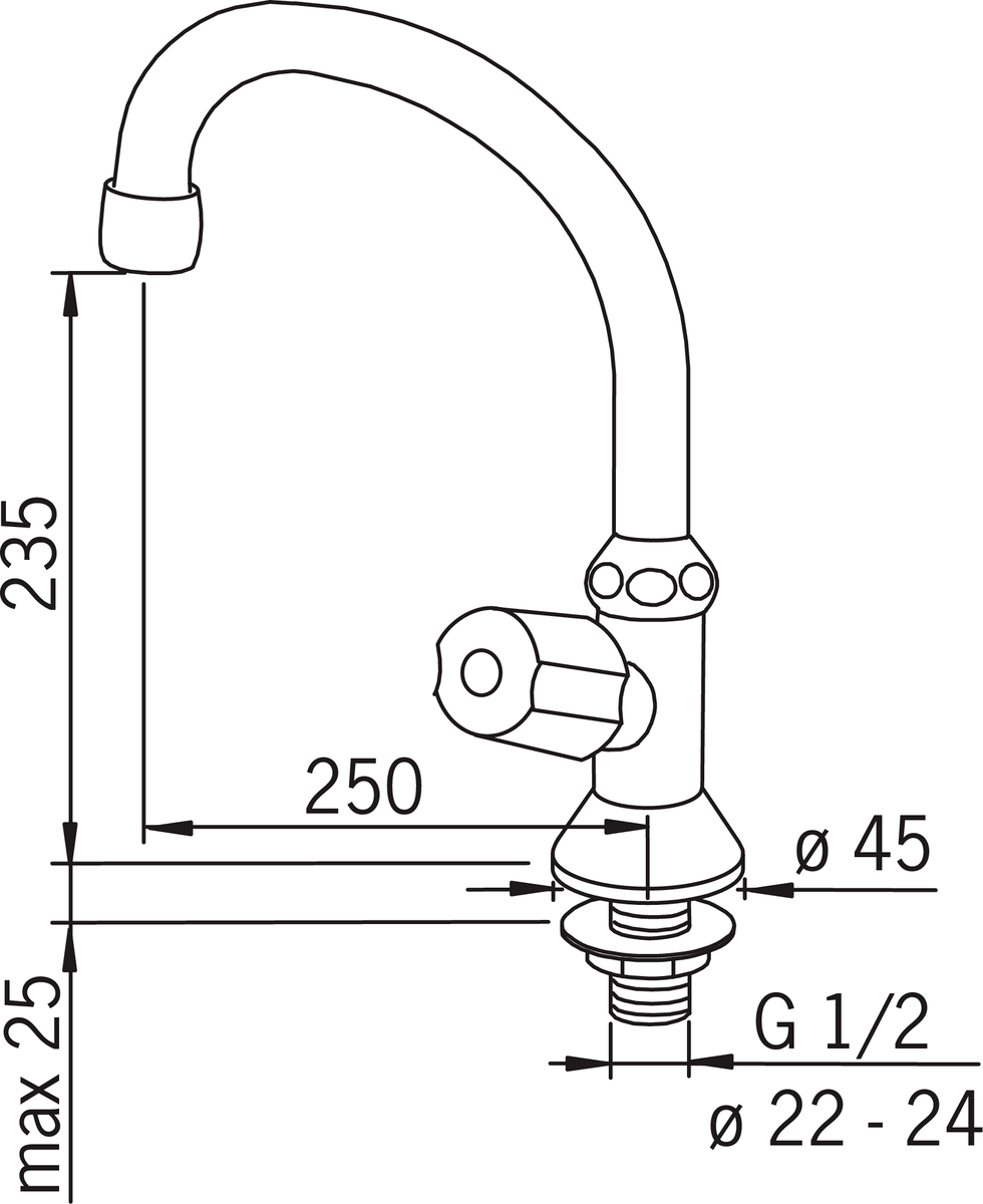 Oras 101025AC Кран для холодной воды 101025AC  Хром  - Вид №3