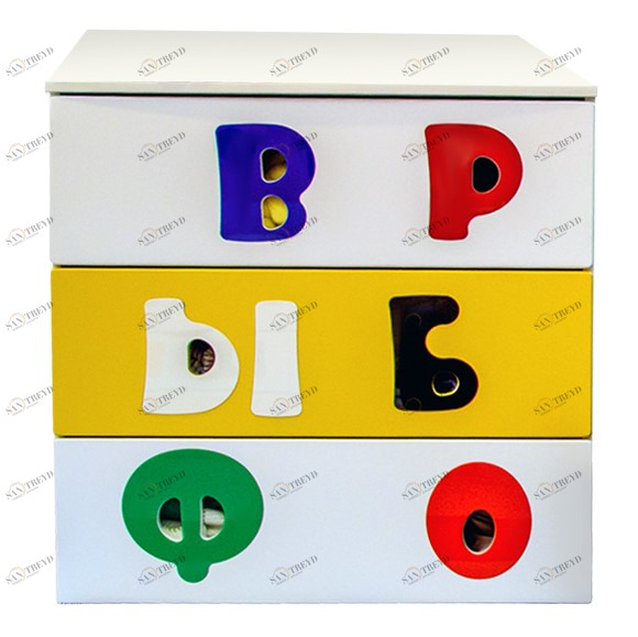 Комод детский с 3 ящиками "Абвгдейка" МАНДАРИН АБВГДЕЙКА 178609 Белый Santreyd 