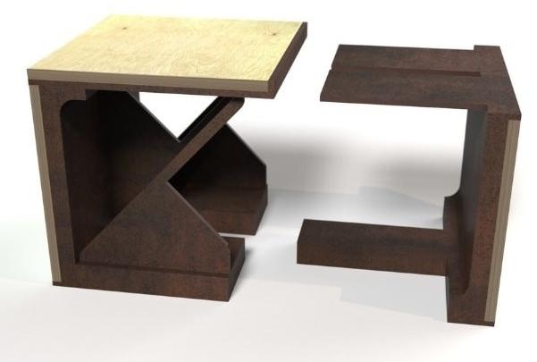 TrackDesign Низкий табурет из кортеновского дерева и дерева  Sp0472000  - Вид №6