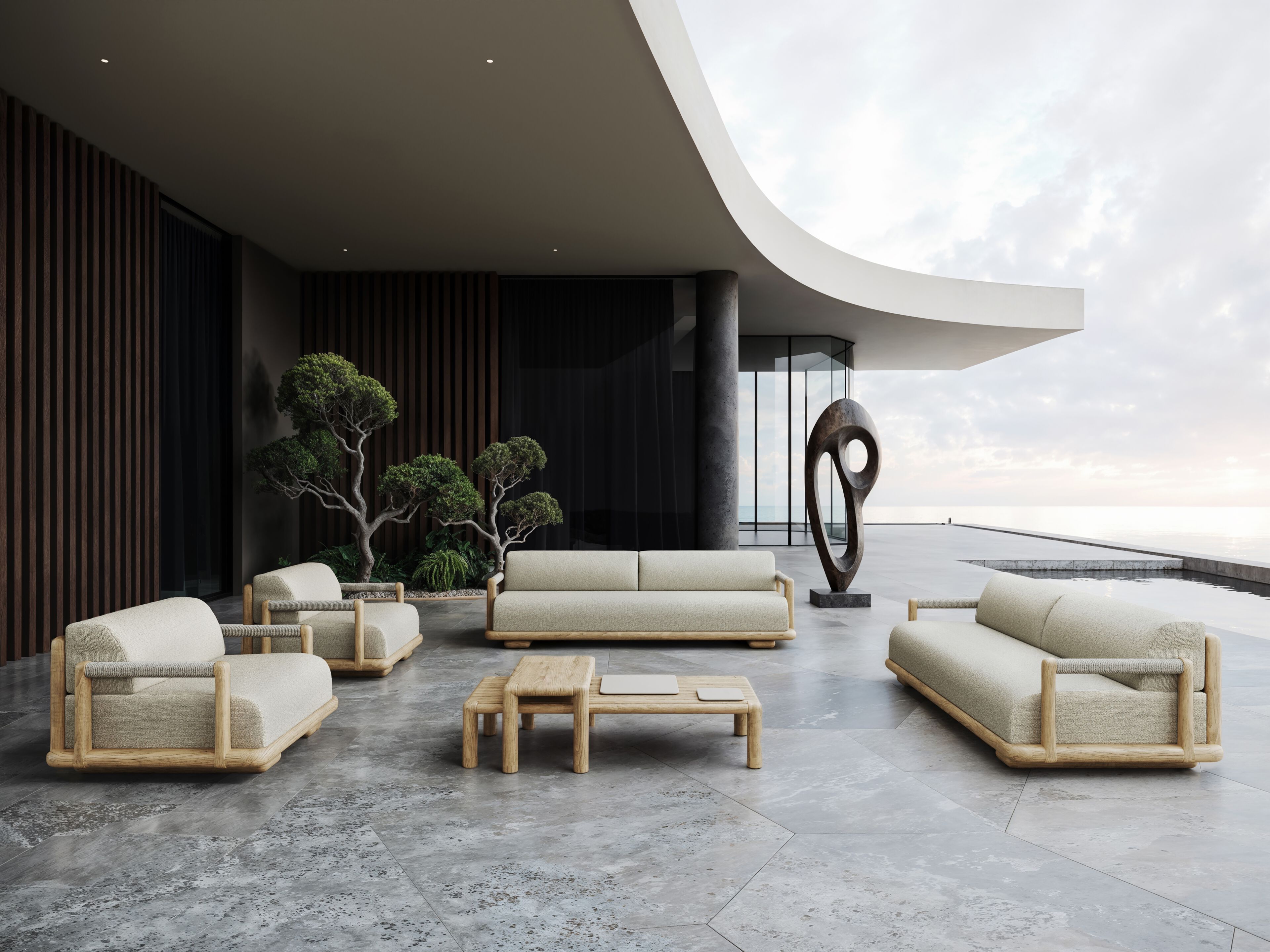 3-местный тканевый садовый диван SNOC Caleo ARCH-00017186 - Вид №1