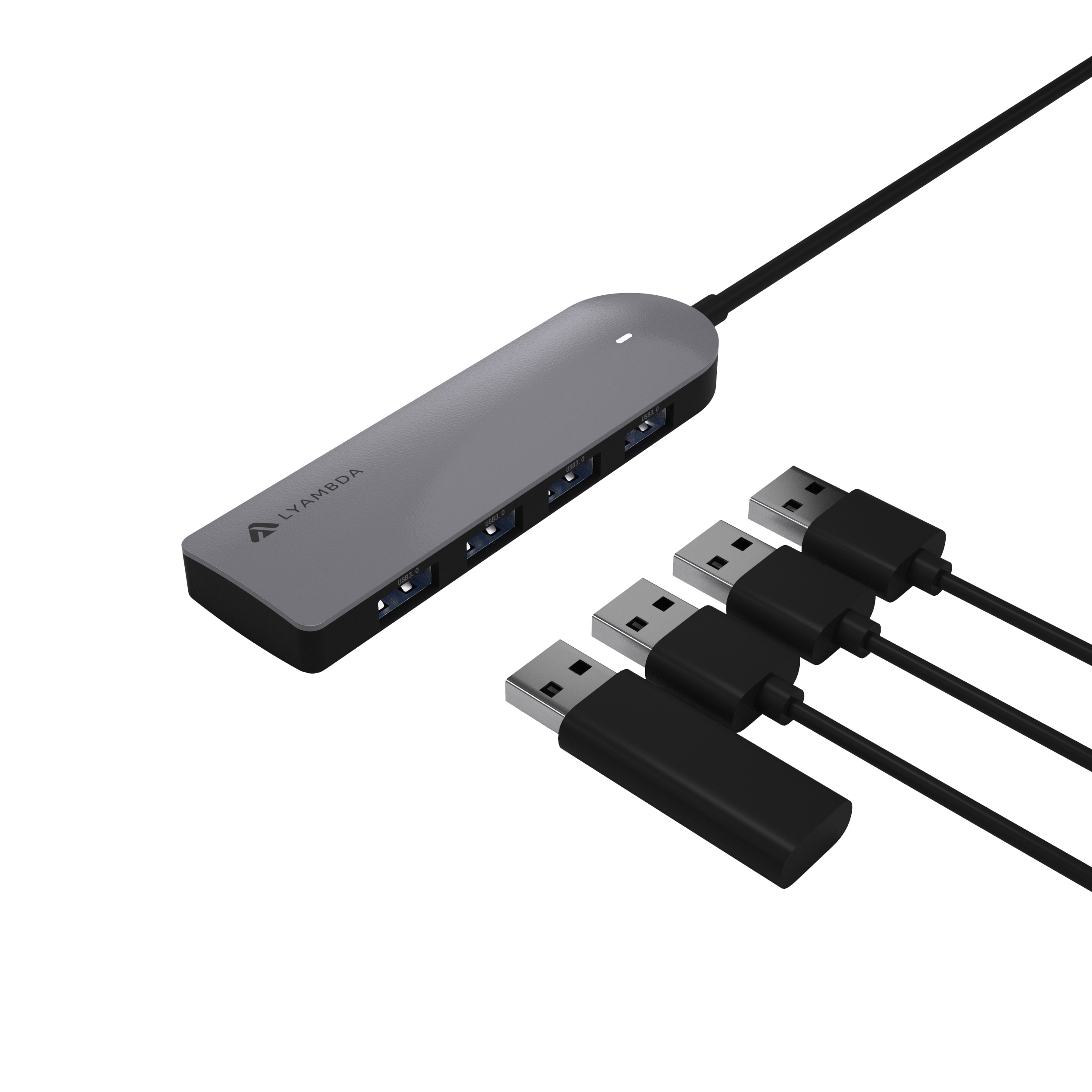 LC113 Разветвитель type-c usb 3.0 *4 hub slim gray LYAMBDA Santreyd  - Вид №1
