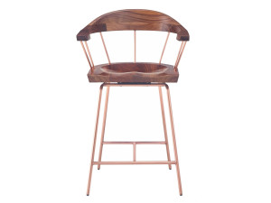 Стальной и деревянный табурет с подлокотниками