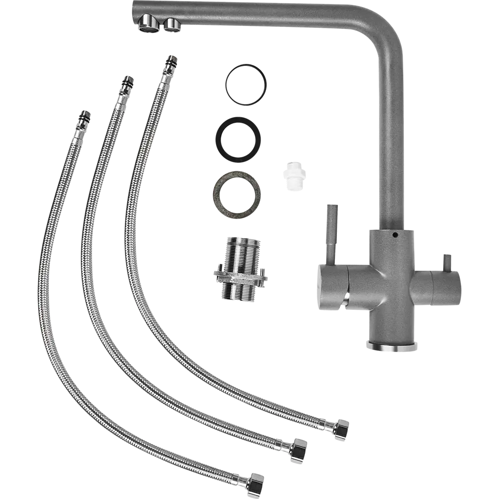 Смеситель DELINIA Луза для кухни с аэратором, серый шелк 88537824 STLM-0878301 - Вид №8