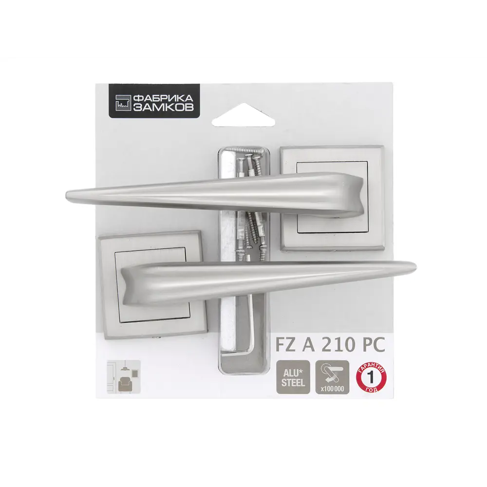 Дверные ручки Фабрика Замков A 210 PC, без запирания, комплект, цвет матовый хром STLM-2109787 - Вид №2