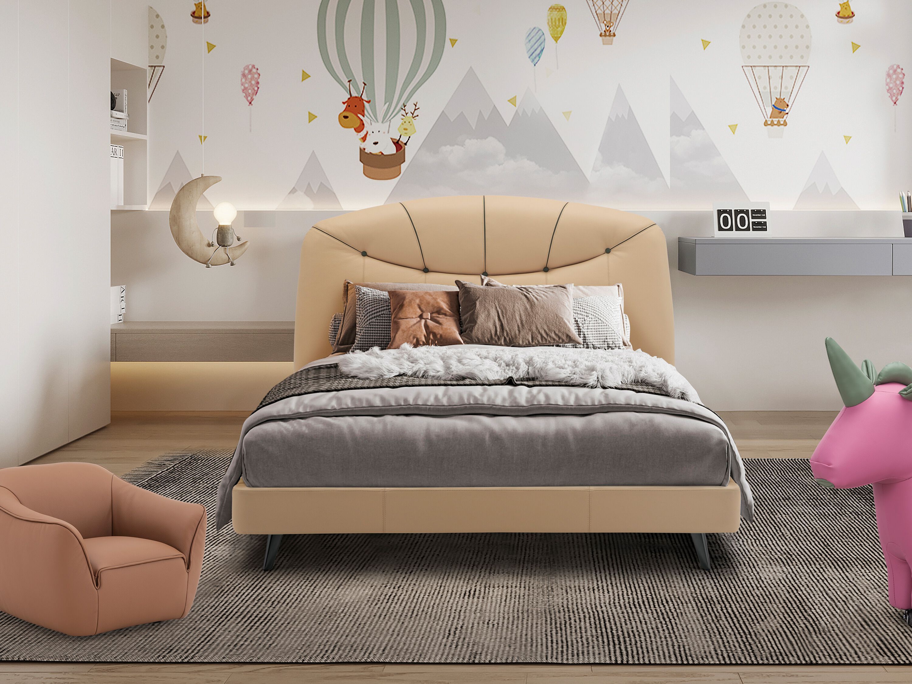 Полуторная кровать с кожаной обивкой CAMPO DE' FIORI COZ638 ARCH-00119647 - Вид №8