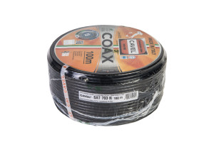 16290269 Коаксиальный кабель SAT 703 NC 100м, 75 Ом, 1,13 мм Cu, CuSn 45%, 6,6 мм PVC, черный, C000651 CAVEL