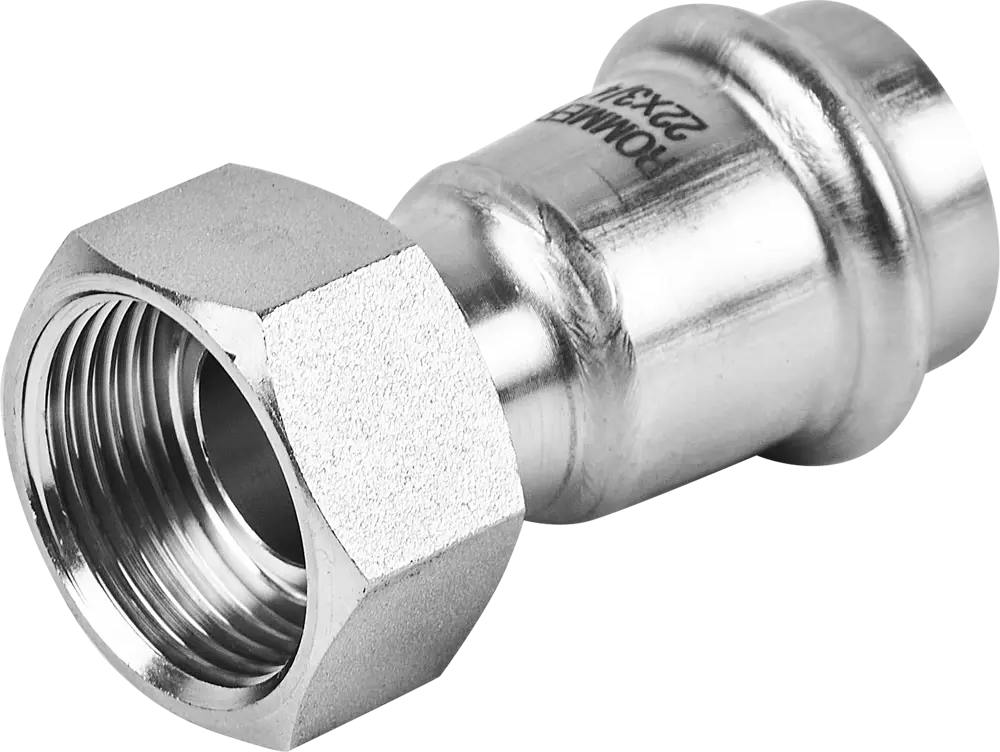 88011211 Муфта переходная Rommer 3/4"x22 мм с накидной гайкой ВПр-ВР нержавеющая сталь STLM-0803111