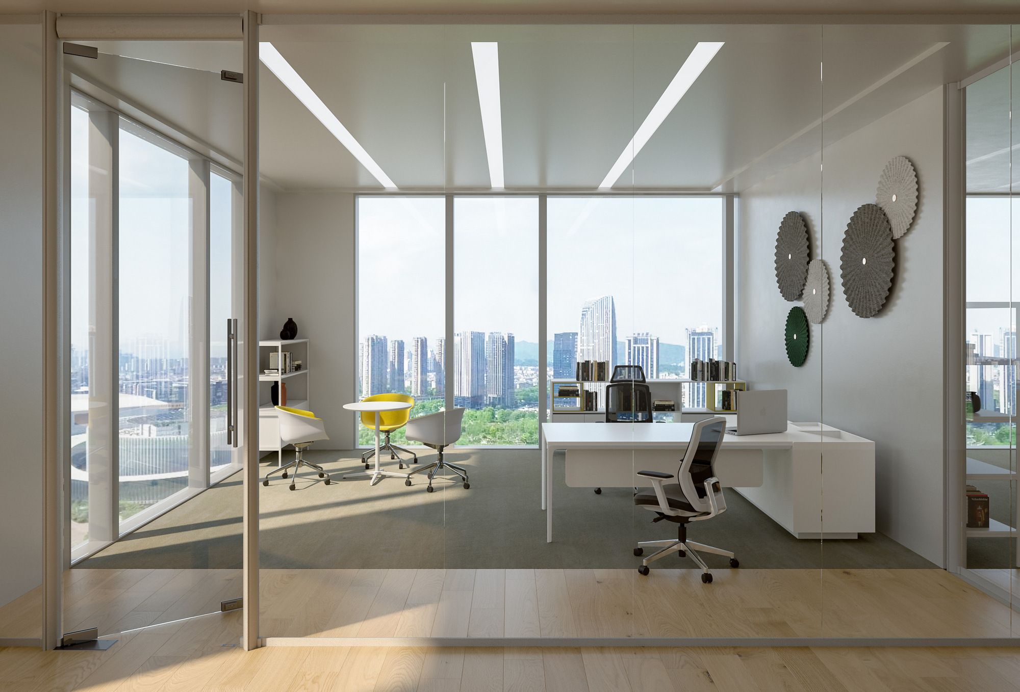 Алюминиевый и деревянный угловой рабочий стол с ящиками Grado Design DADA ARCH-00086716 - Вид №7