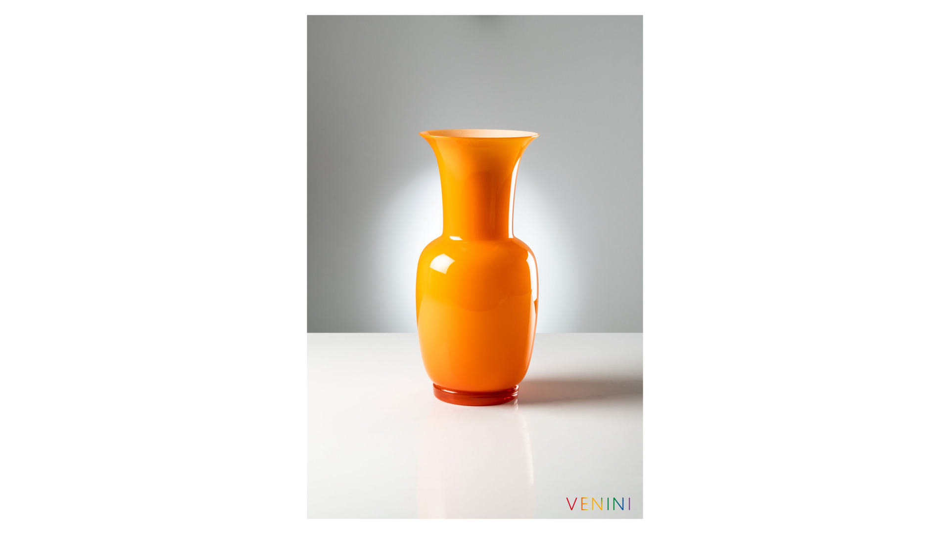 10640935 VENINI Ваза Venini "Опалино" 30х14см (оранжевая, белая) Стекло  - Вид №1