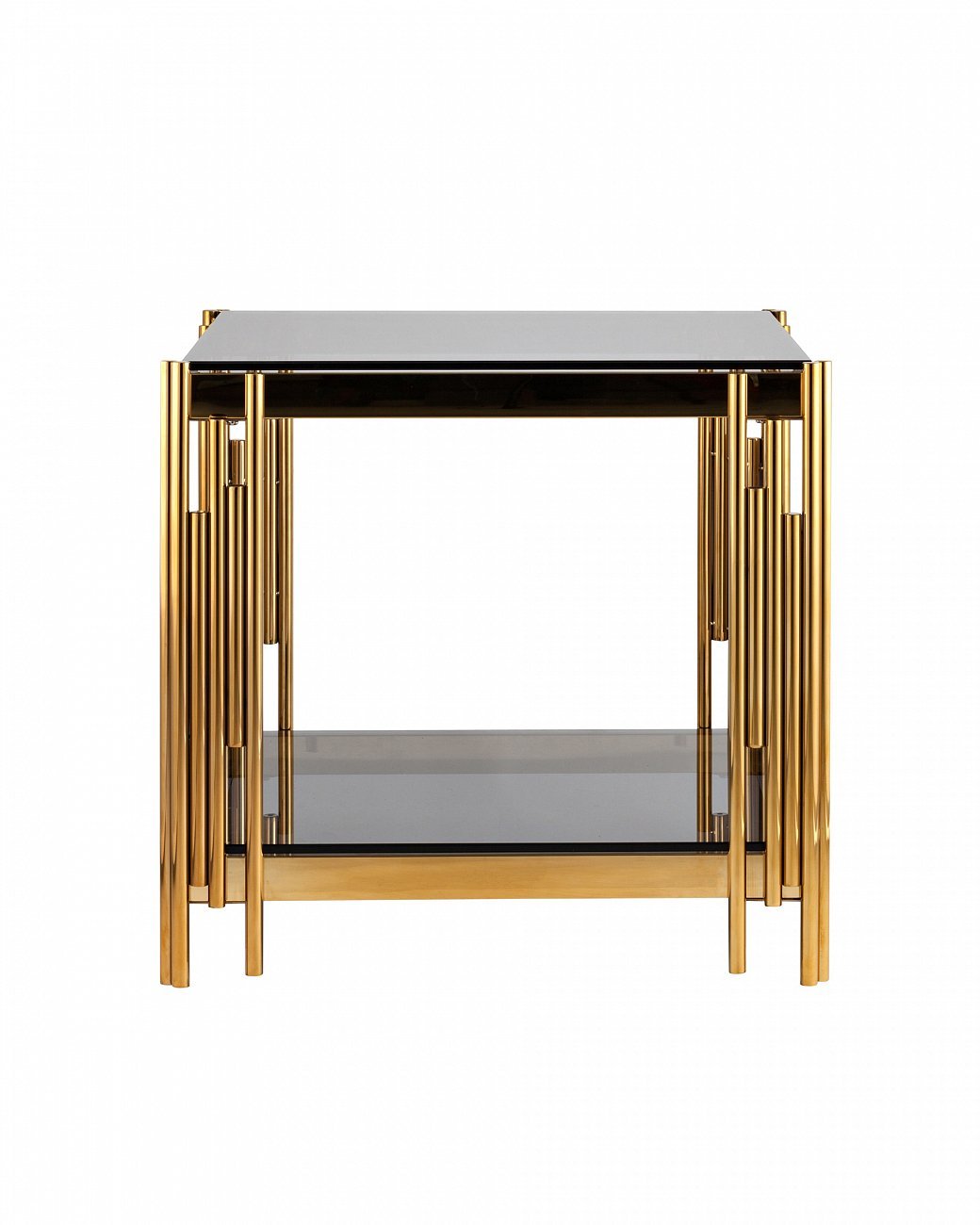 Журнальный столик стеклянный дымчатый с основанием золото 55х55 см "Гэтсби" STOOL GROUP  00-3881914 Золото  - Вид №1