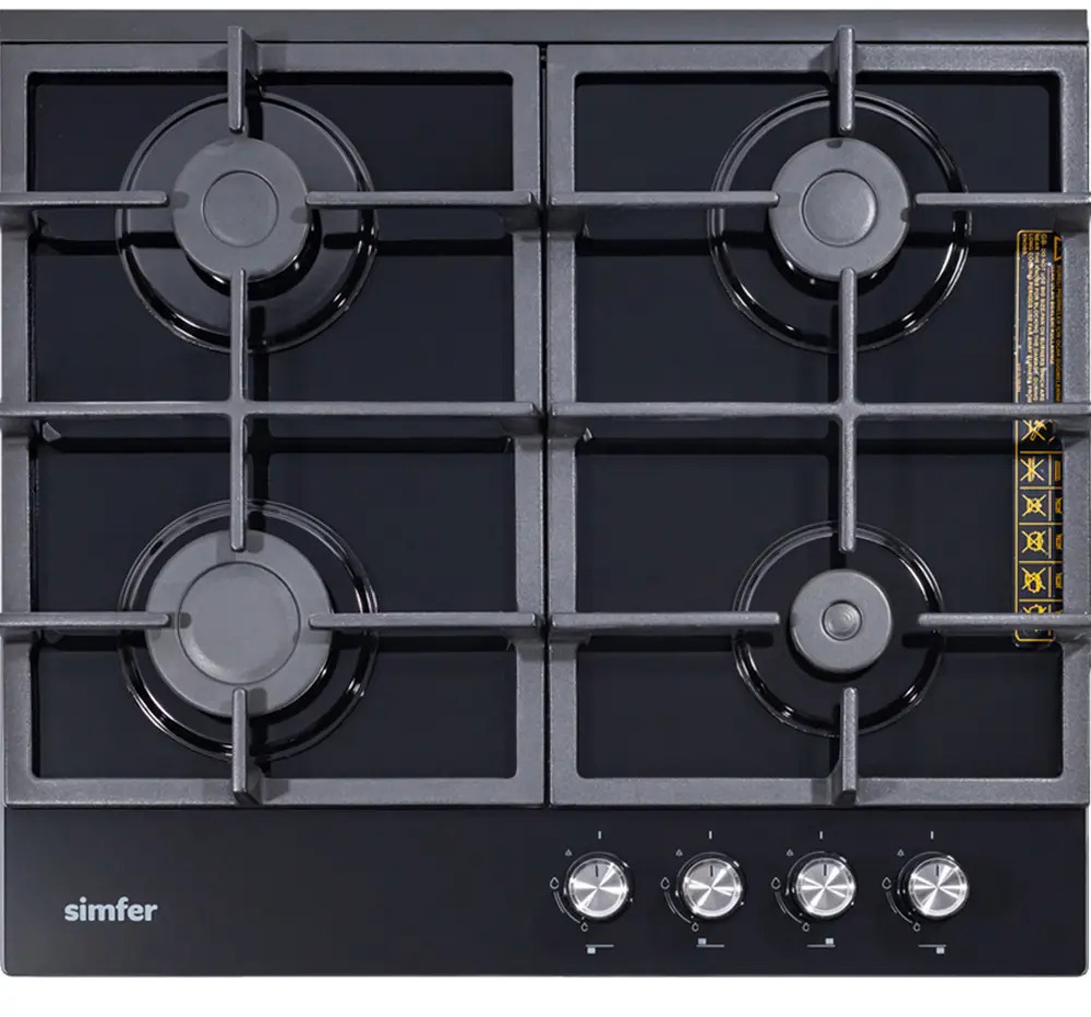 98295893 Газовая варочная панель Simfer H60H40S416 60 см 4 конфорки цвет черный STLM-0887590