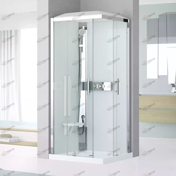 Душевая кабина термостатическая 80x80 GLAX 3 A80 STANDARD Novellini GLAX 3 с низким душевым поддоном, серебристым профилем и крышей GL3A80TT1B