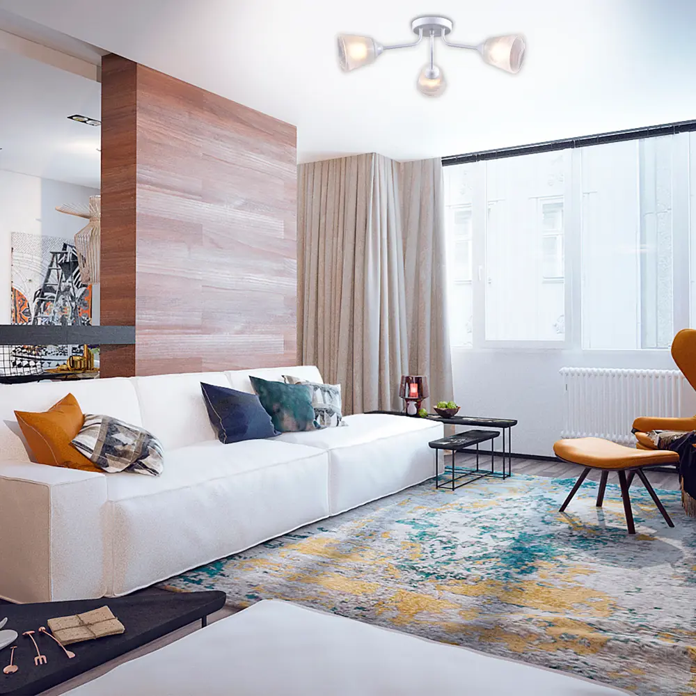 Люстра потолочная «Юкка» КС30096/3C, 3 ламп, 9 м², цвет белый/белый КЛЮЧНИК STLM-2168034 - Вид №10