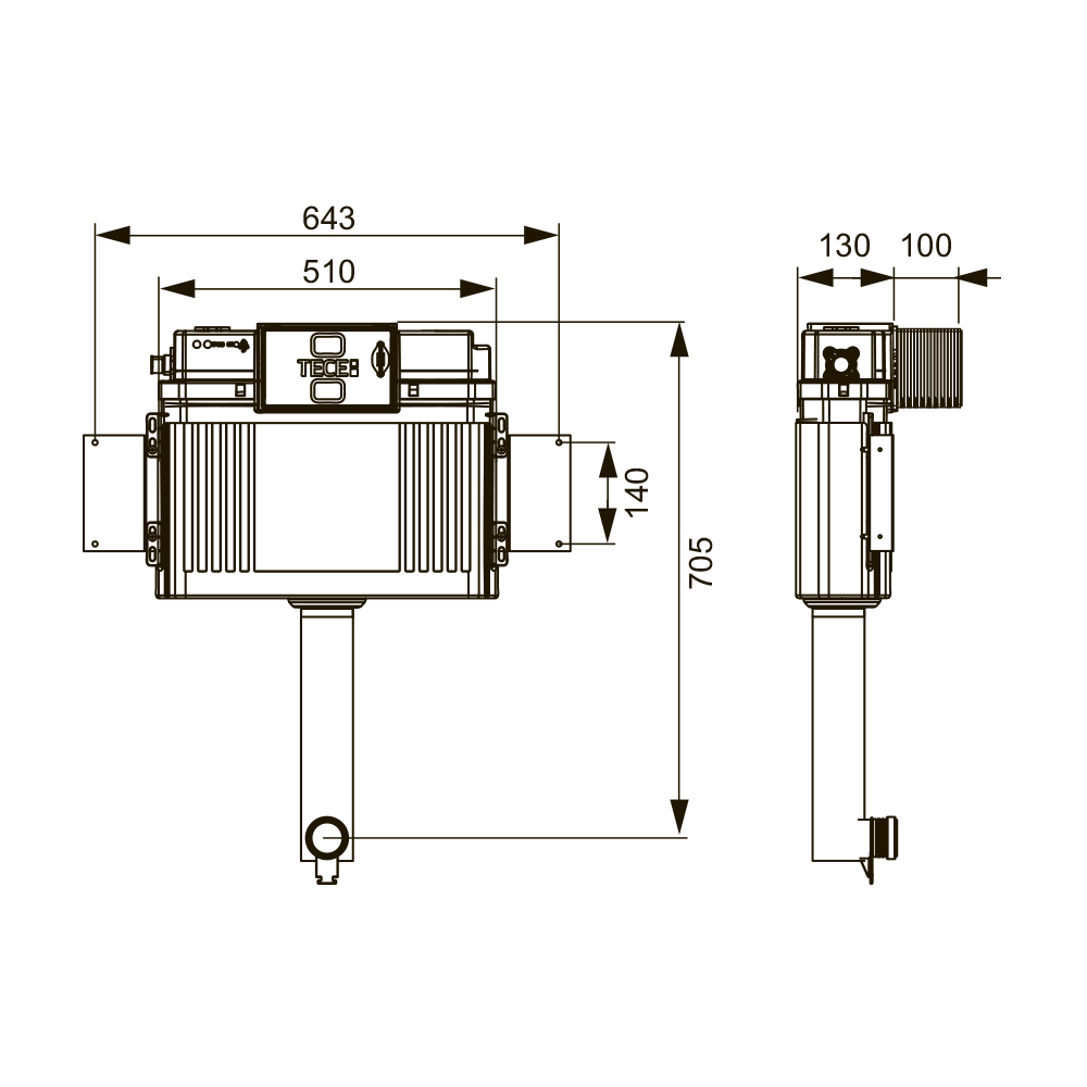 9041308 Модули для унитазов со сливным бачком Uni 2.0 Tece  - Вид №1