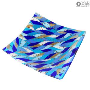 3147 ORIGINALMURANOGLASS Квадратное блюдце Нюанс - голубое - Original Murano Glass OMG 8 см