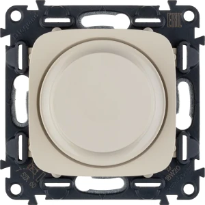 Valena ALLURE.Светорегулятор с поворотной ручкой универсальный 300Вт без нейтрали.С лицевой панелью.Слоновая кость