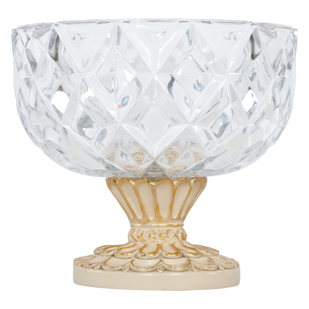 52078 BOGACHO Фруктовница конфетница Бриз Айвори мрамор / стекло 