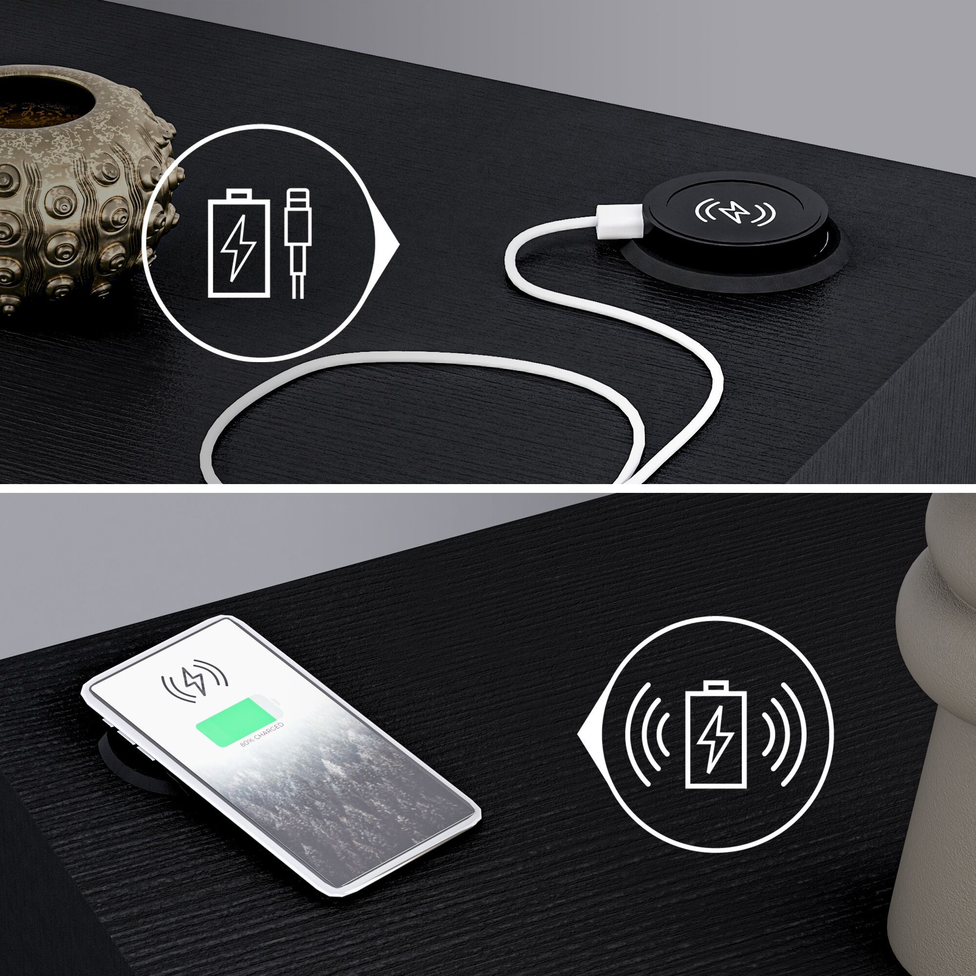 Прямоугольный меламинированный обеденный стол с беспроводным зарядным устройством Mobili Fiver Evolution ARCH-00074488 - Вид №15