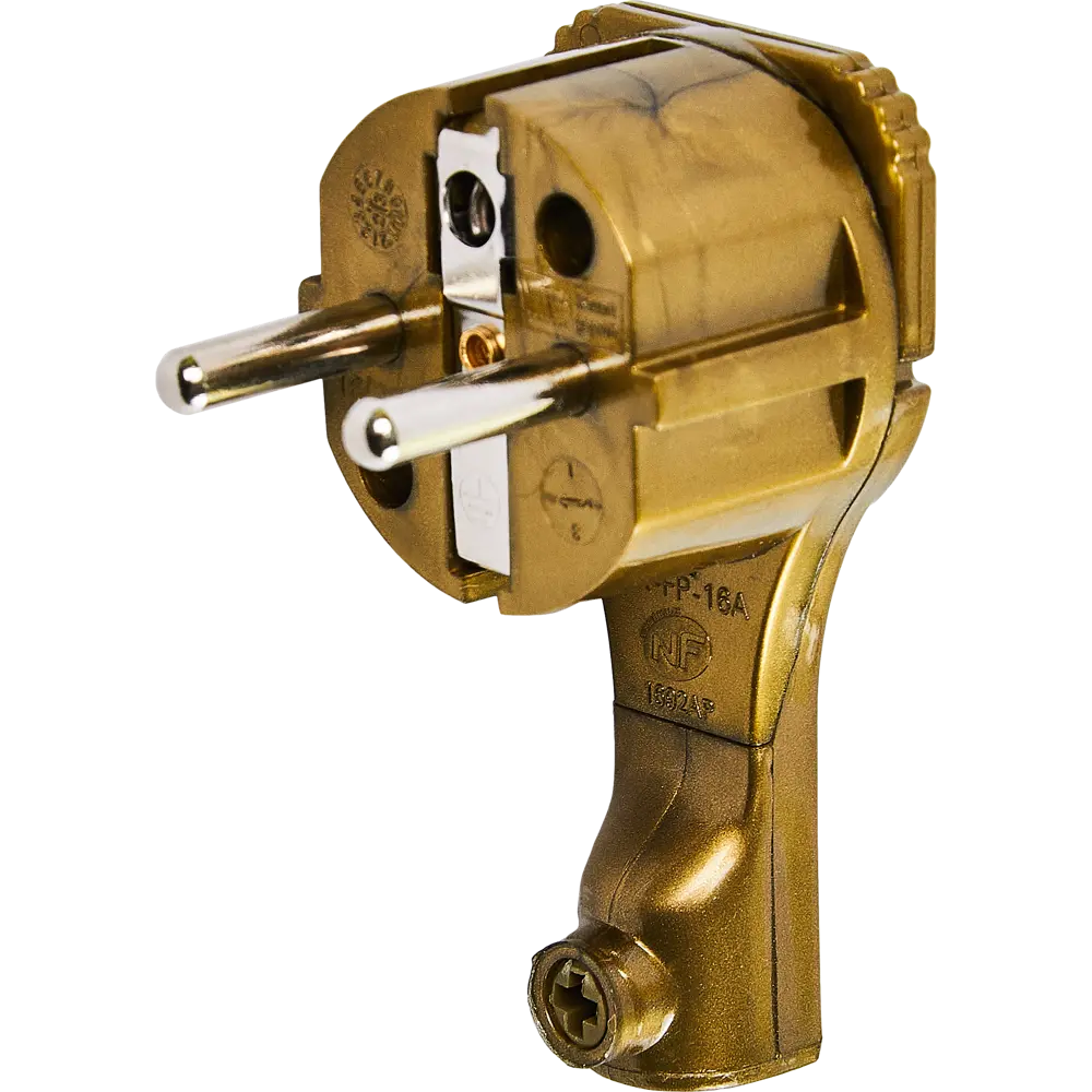 Угловая вилка Electraline с заземлением в золотом исполнении 89336194 STLM-1103728